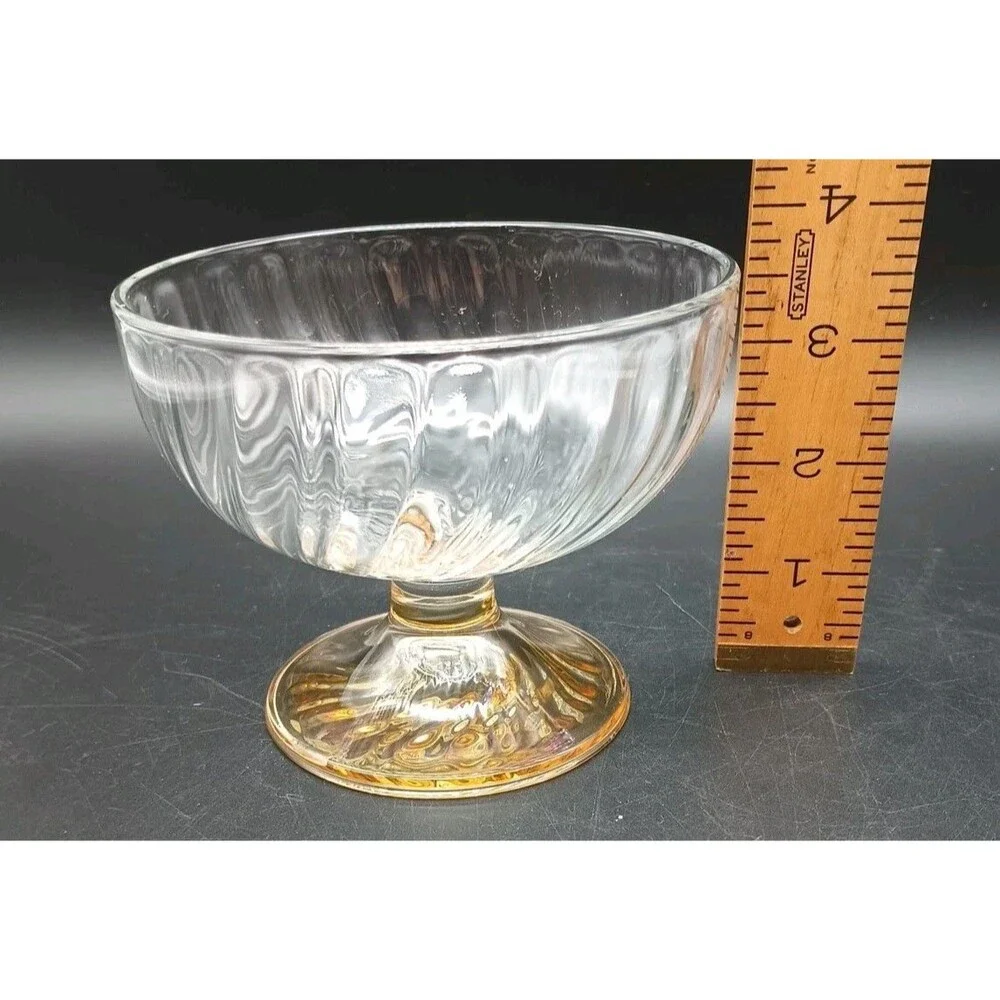 Vtg Optic Swirl Sherbet Coupe Orange Iridescent Base